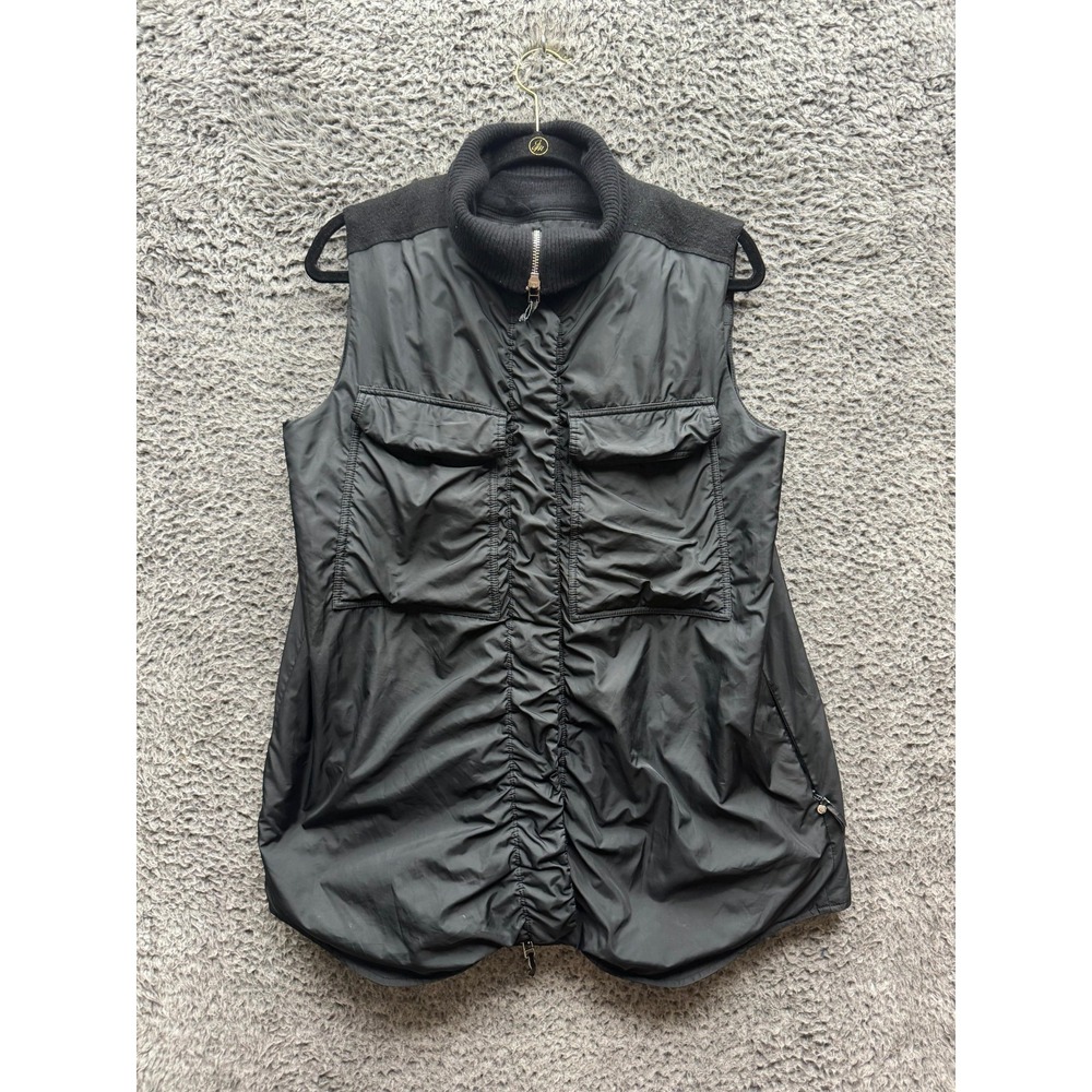 Lafayette 148 New York High Neck Full Zip Wool Puffer Vest Black Womens Size M